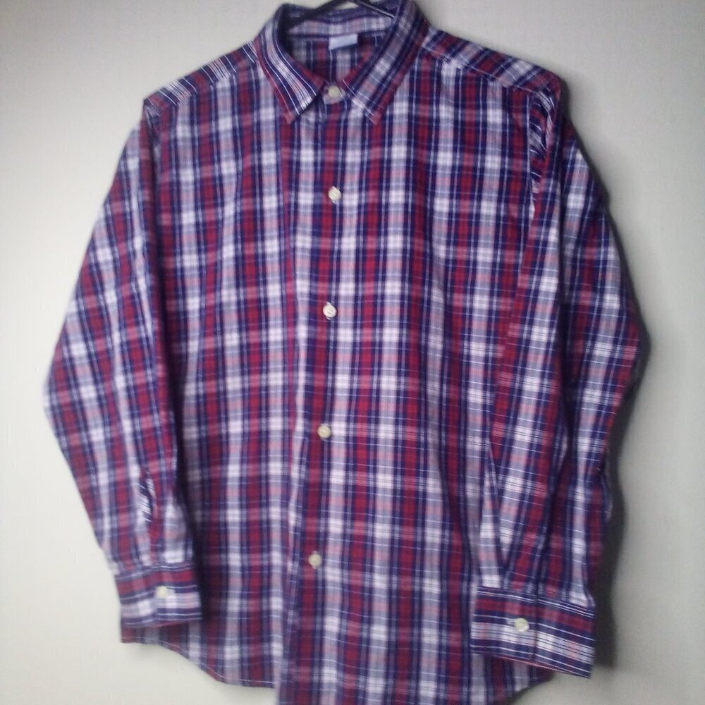 Izod Shirt Boys XL 14-16 Long Sleeve Button Up Plaid Blue Red